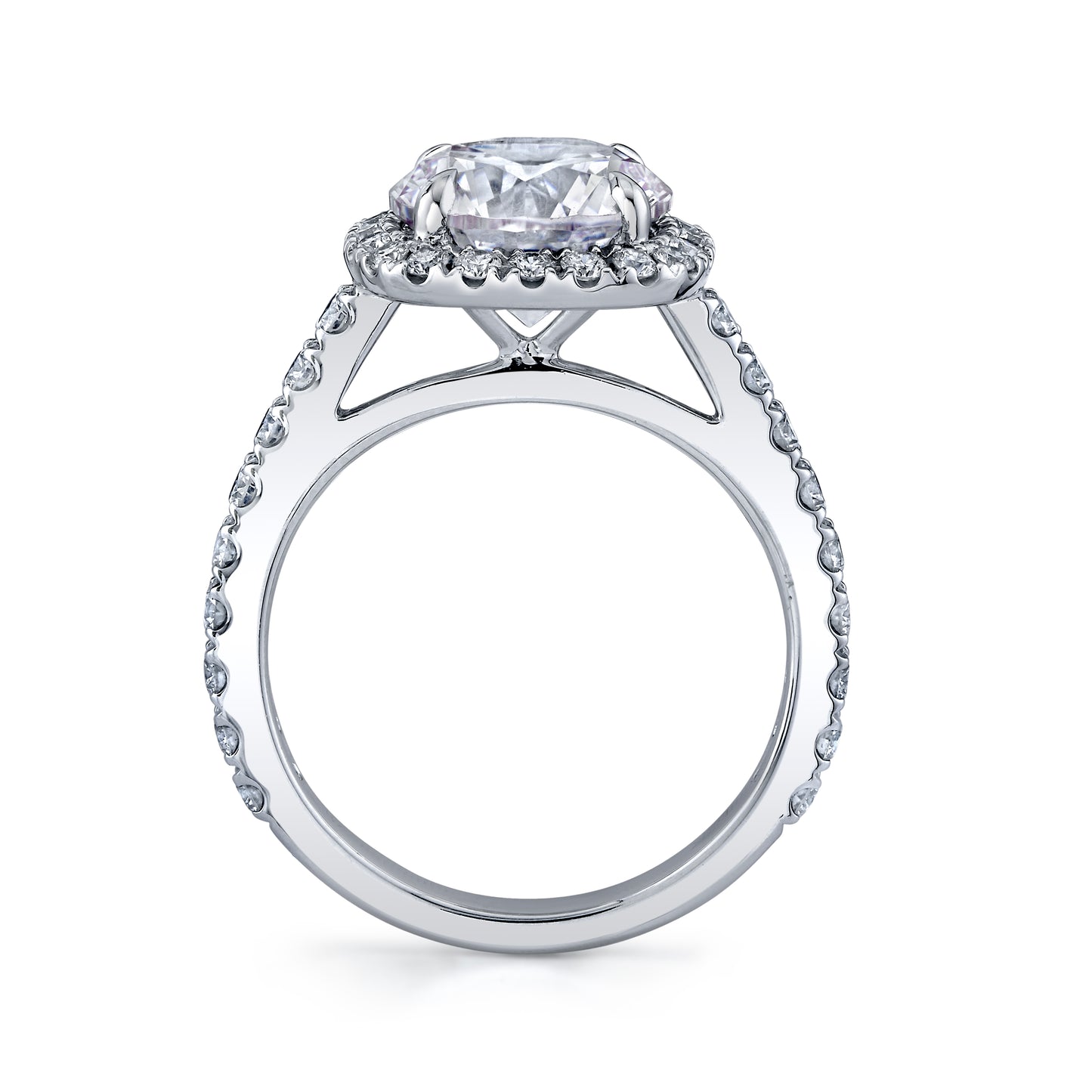 14K White Gold Round Diamond Halo Engagement Ring