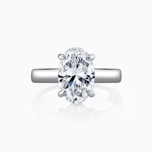 14K White Gold Oval Diamond Hidden Halo Engagement Ring