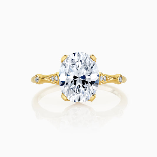 14K Yellow Gold Oval Diamond Engagement Ring With Petite Diamond Accents