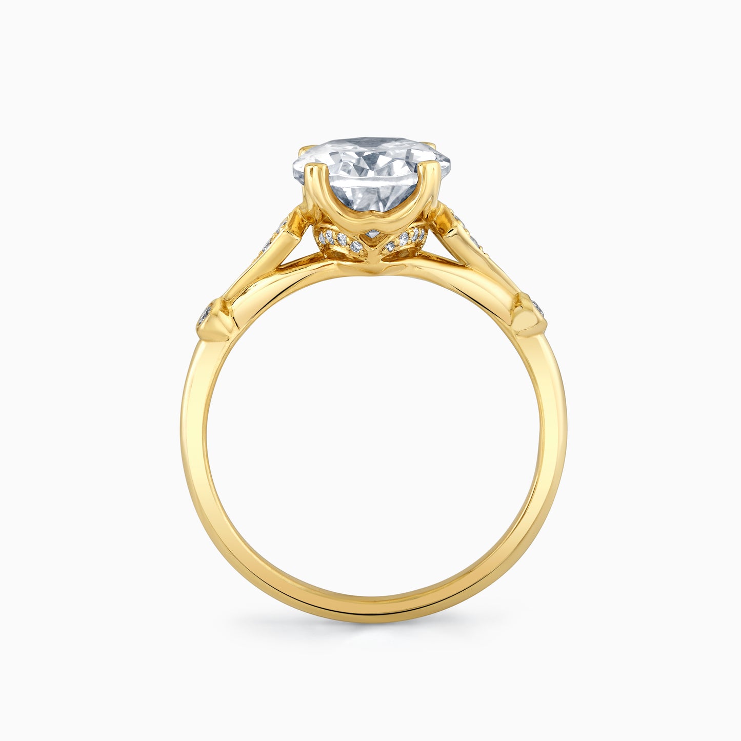 14K Yellow Gold Oval Diamond Engagement Ring With Petite Diamond Accents