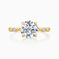 Round Diamond Engagement Ring With Hidden Halo & Marquise Diamond Accents