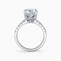 Round Diamond Pave Engagement Ring With Ribbon Hidden Halo