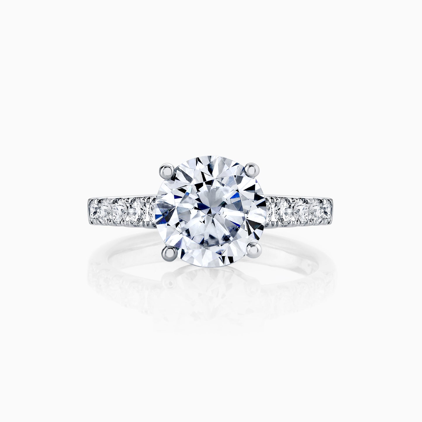Round Diamond Pave Engagement Ring With Ribbon Hidden Halo