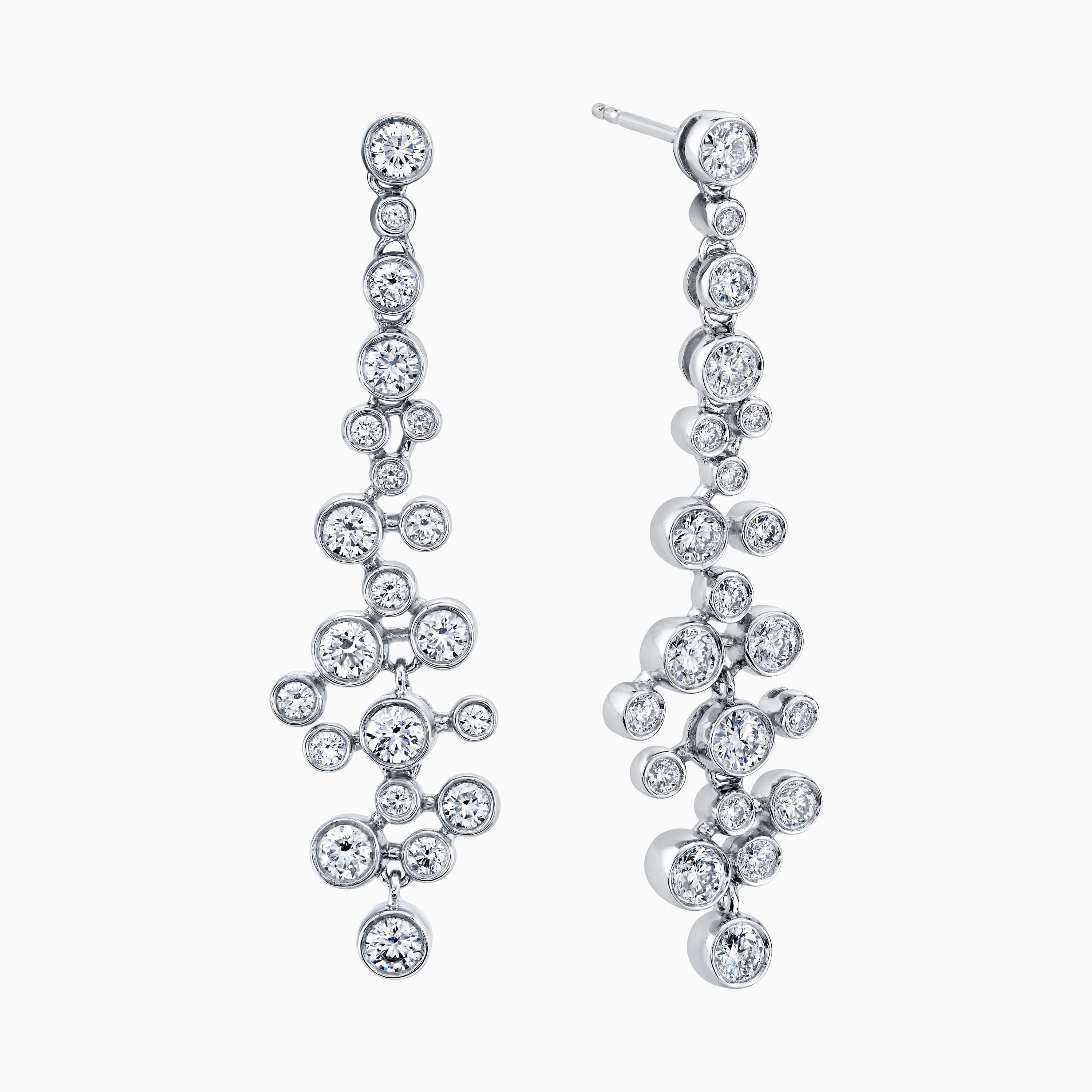Bezel Diamond Dangle Earrings