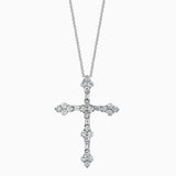Round & Baguette Diamond Cross Necklace