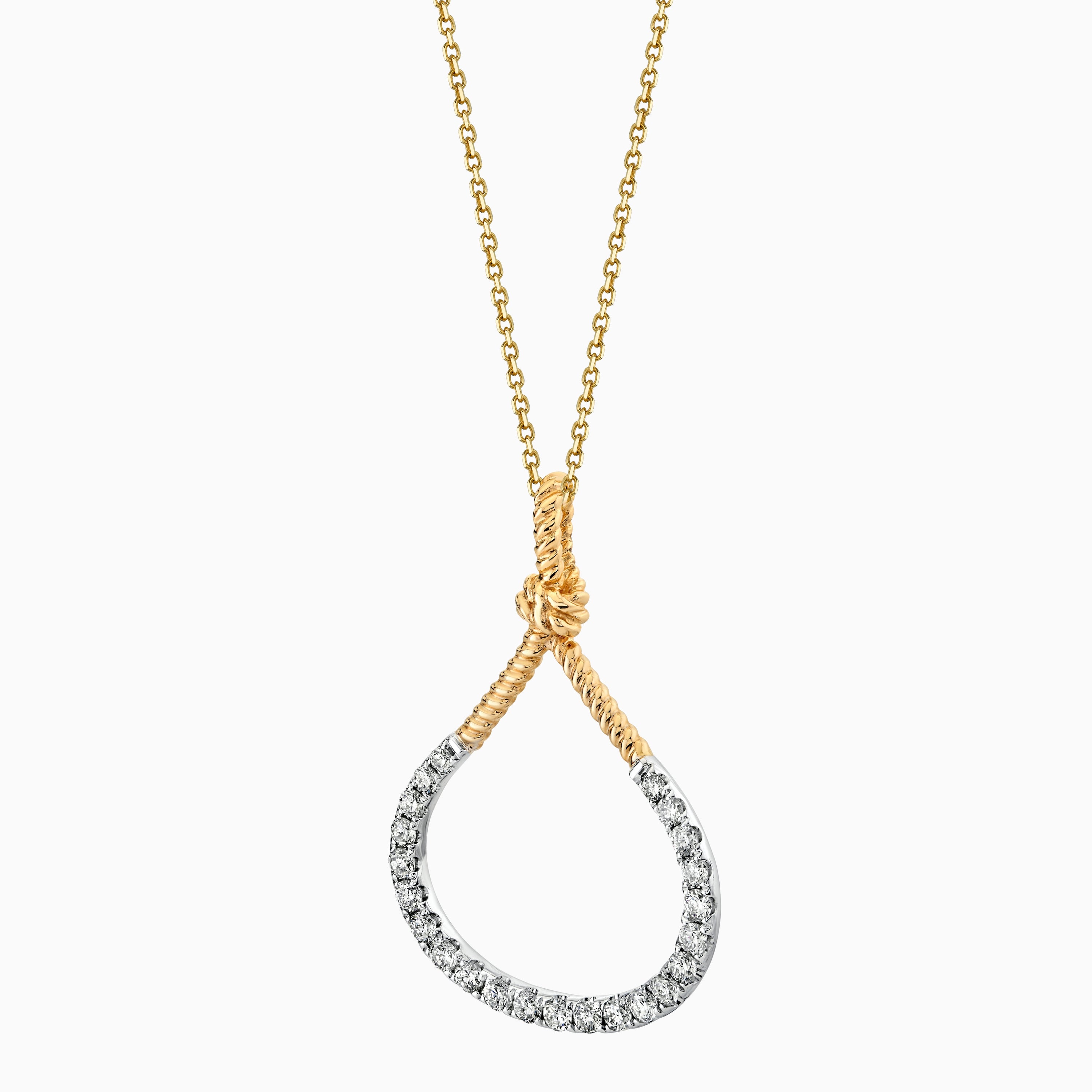 Two Tone Diamond Rope Tear Drop Necklace