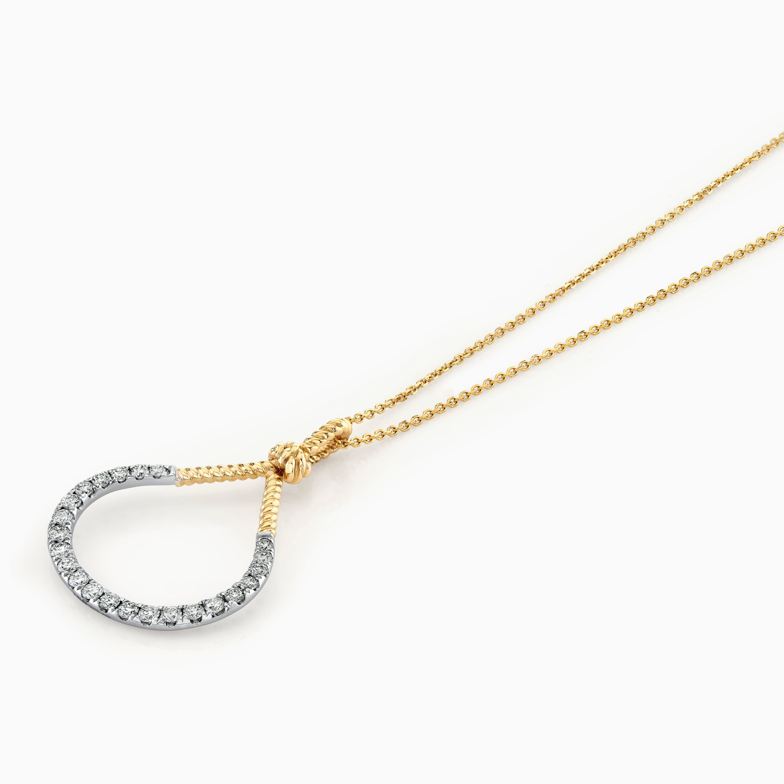 Two Tone Diamond Rope Tear Drop Necklace