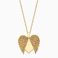 Pave Diamond Heart Shape Angel Wing Locket