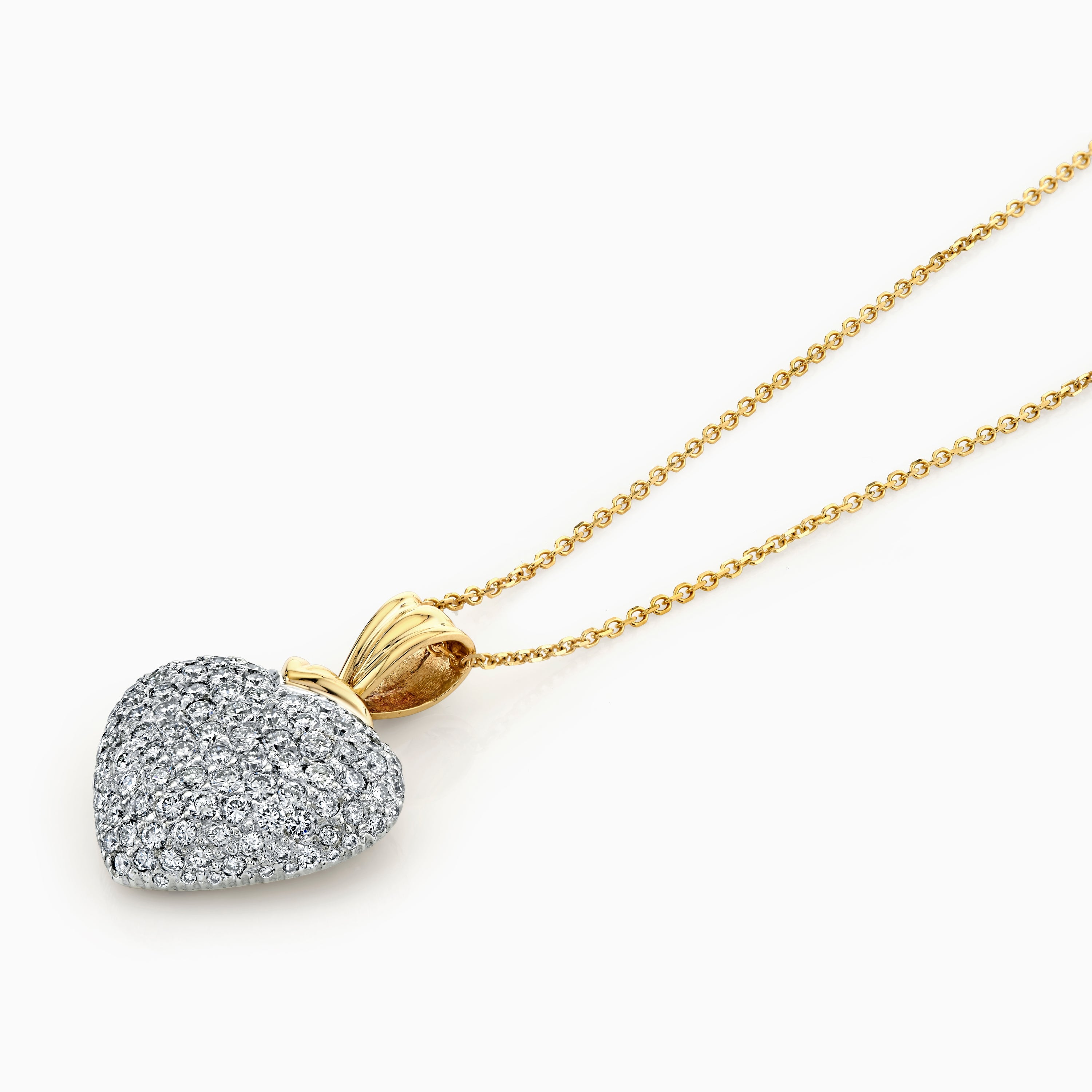Two Tone Pave Diamond Heart Pendant