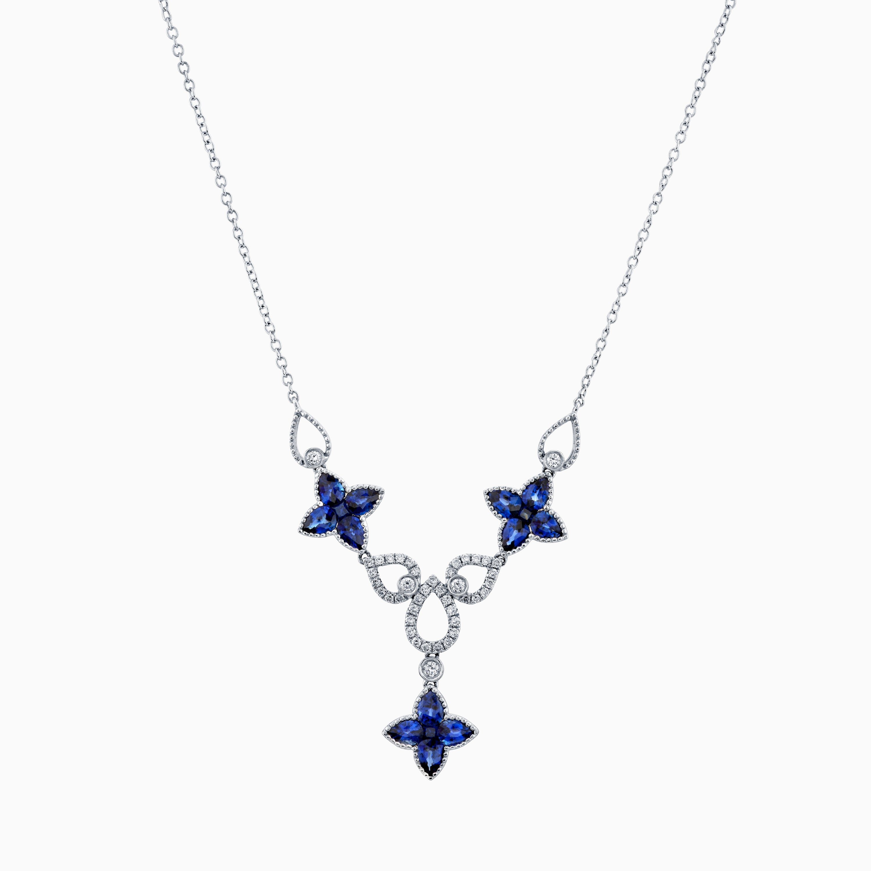 Sapphire & Diamond Clover Necklace