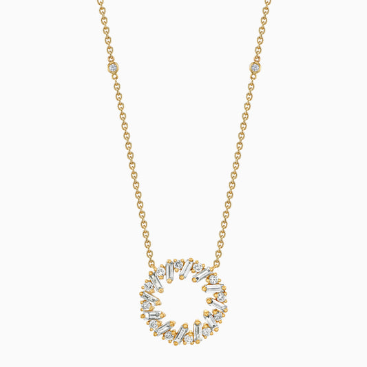 Diamond Baguette Circle Necklace