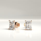 Hensley Lab-Grown Emerald Cut Hidden Halo Stud Earrings