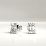 Hensley Lab-Grown Emerald Cut Hidden Halo Stud Earrings