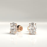 Hensley Lab-Grown Oval Hidden Halo Stud Earrings