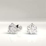 Hensley Round Lab-Grown Three Prong Hidden Halo Stud Earrings