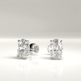 Hensley Lab-Grown Oval Hidden Halo Stud Earrings