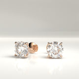 Hensley Natural Round Diamond Hidden Halo Stud Earrings