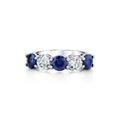 Round Sapphire & Diamond Five Stone Ring