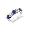 Round Sapphire & Diamond Five Stone Ring