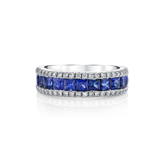 Princess Cut Sapphire & Diamond Ring