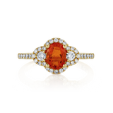 Mexican Fire Opal & Diamond Halo Ring