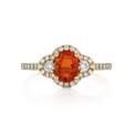 Mexican Fire Opal & Diamond Halo Ring