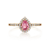Pink Sapphire Pear Shape Halo Ring