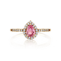 Pink Sapphire Pear Shape Halo Ring