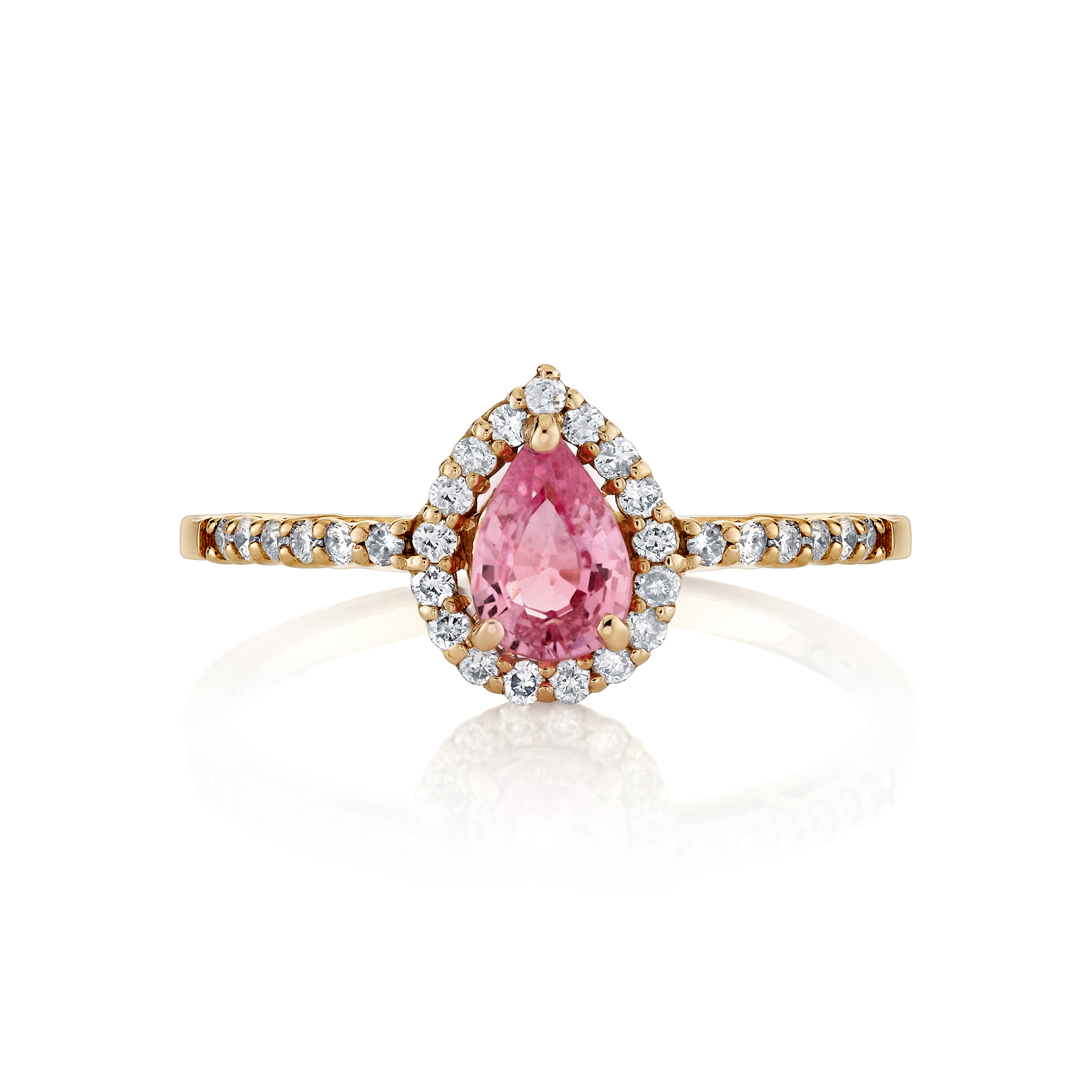 Pink Sapphire Pear Shape Halo Ring