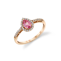 Pink Sapphire Pear Shape Halo Ring