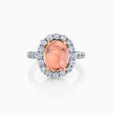 Cabochon Pink Tourmaline & Diamond Ring