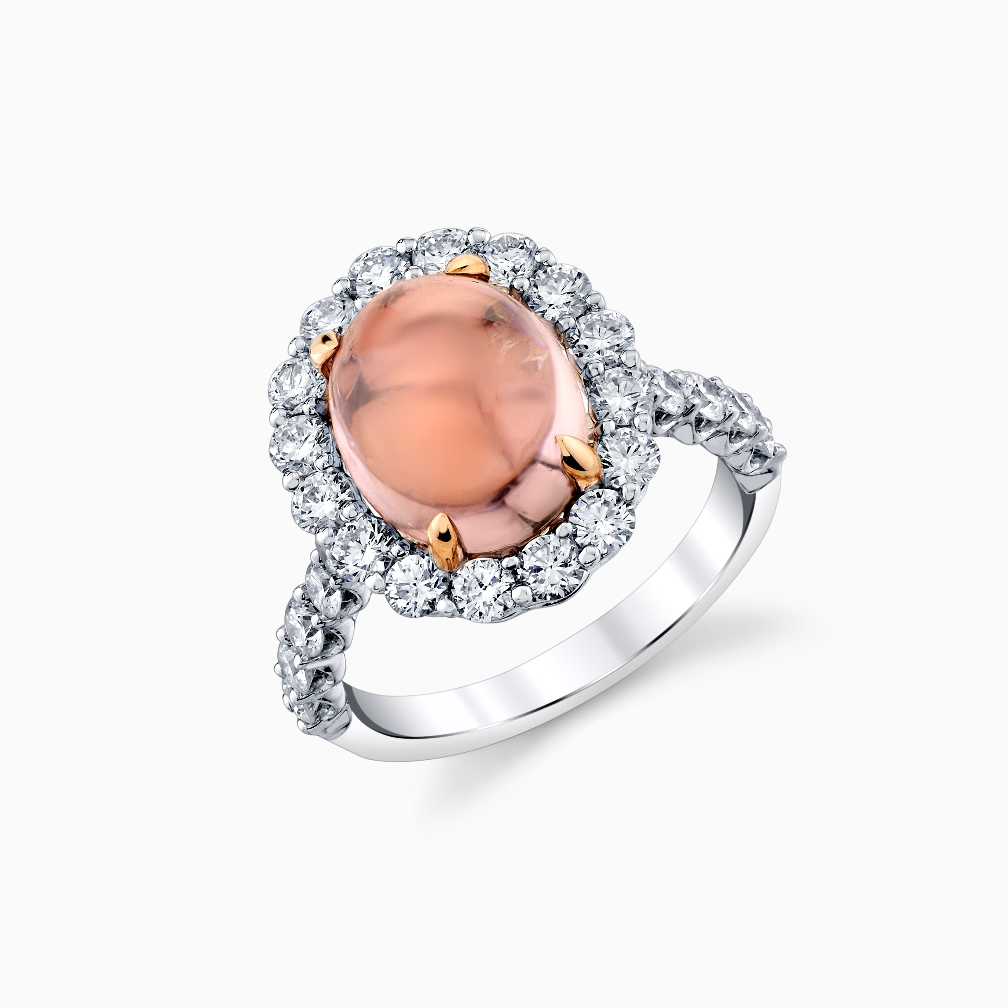 Cabochon Pink Tourmaline & Diamond Ring