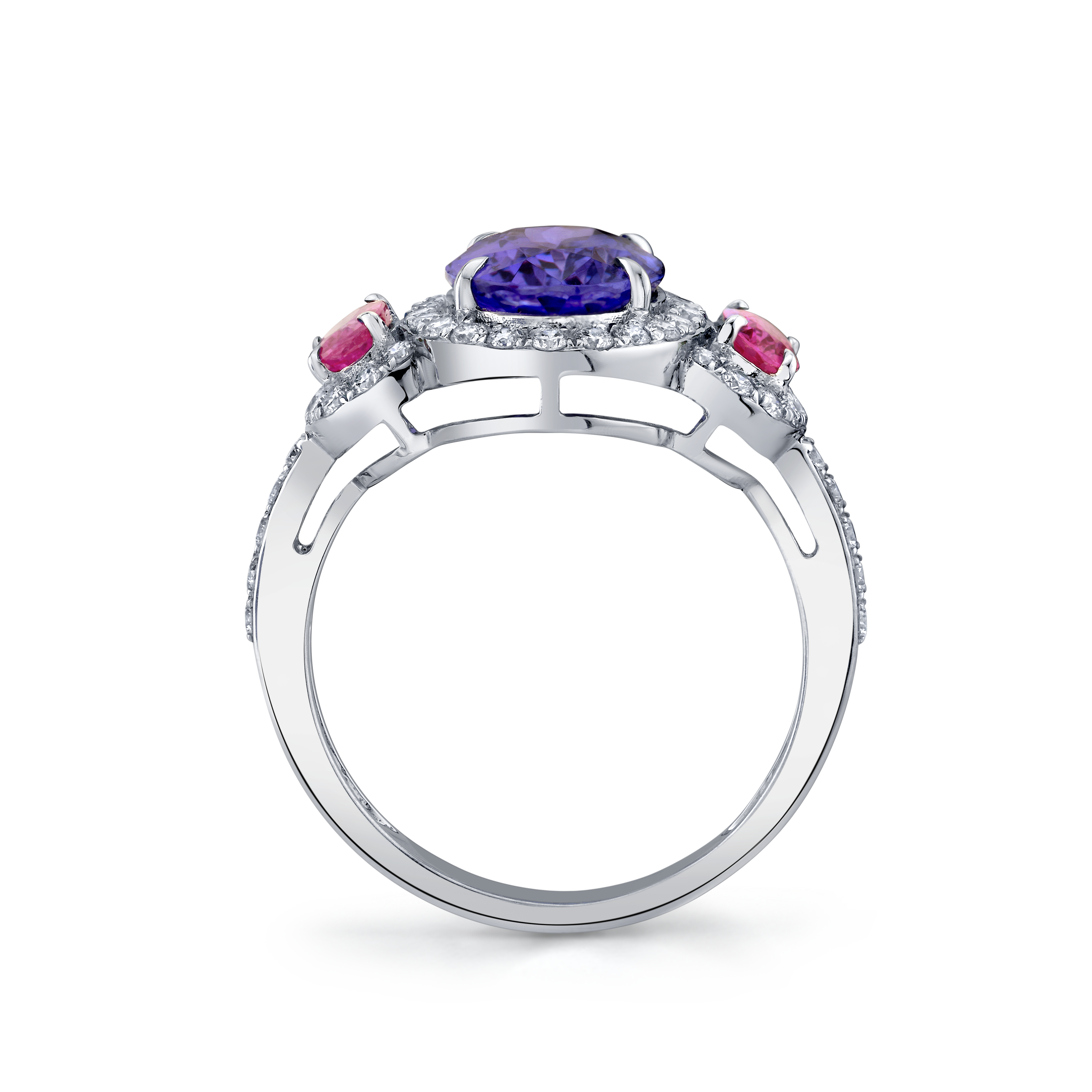 Tanzanite & Pink Sapphire Halo Ring