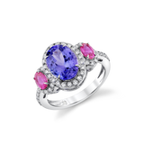 Tanzanite & Pink Sapphire Halo Ring