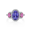 Tanzanite & Pink Sapphire Halo Ring