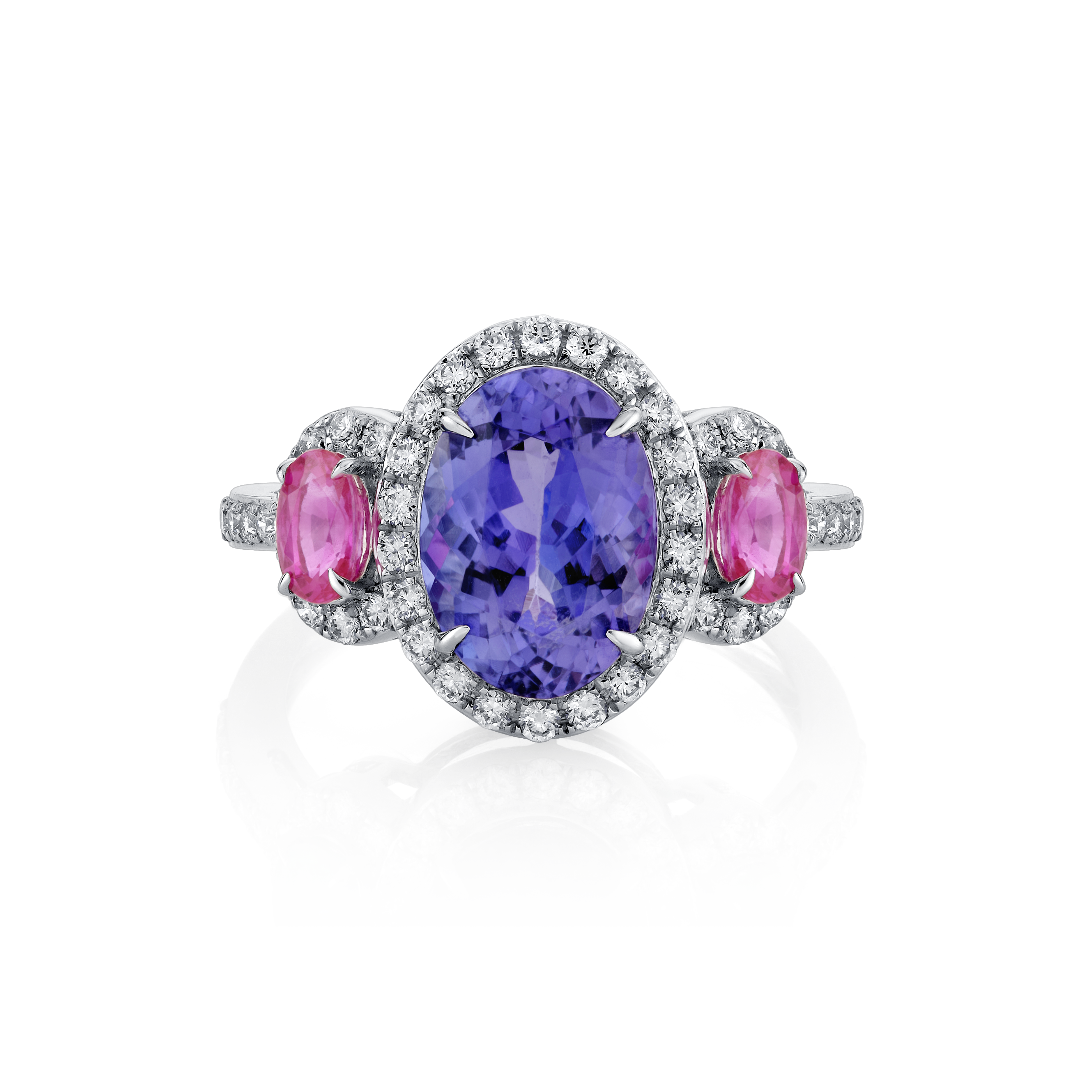 Tanzanite & Pink Sapphire Halo Ring
