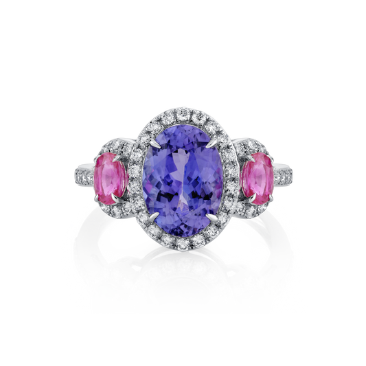 Tanzanite & Pink Sapphire Halo Ring
