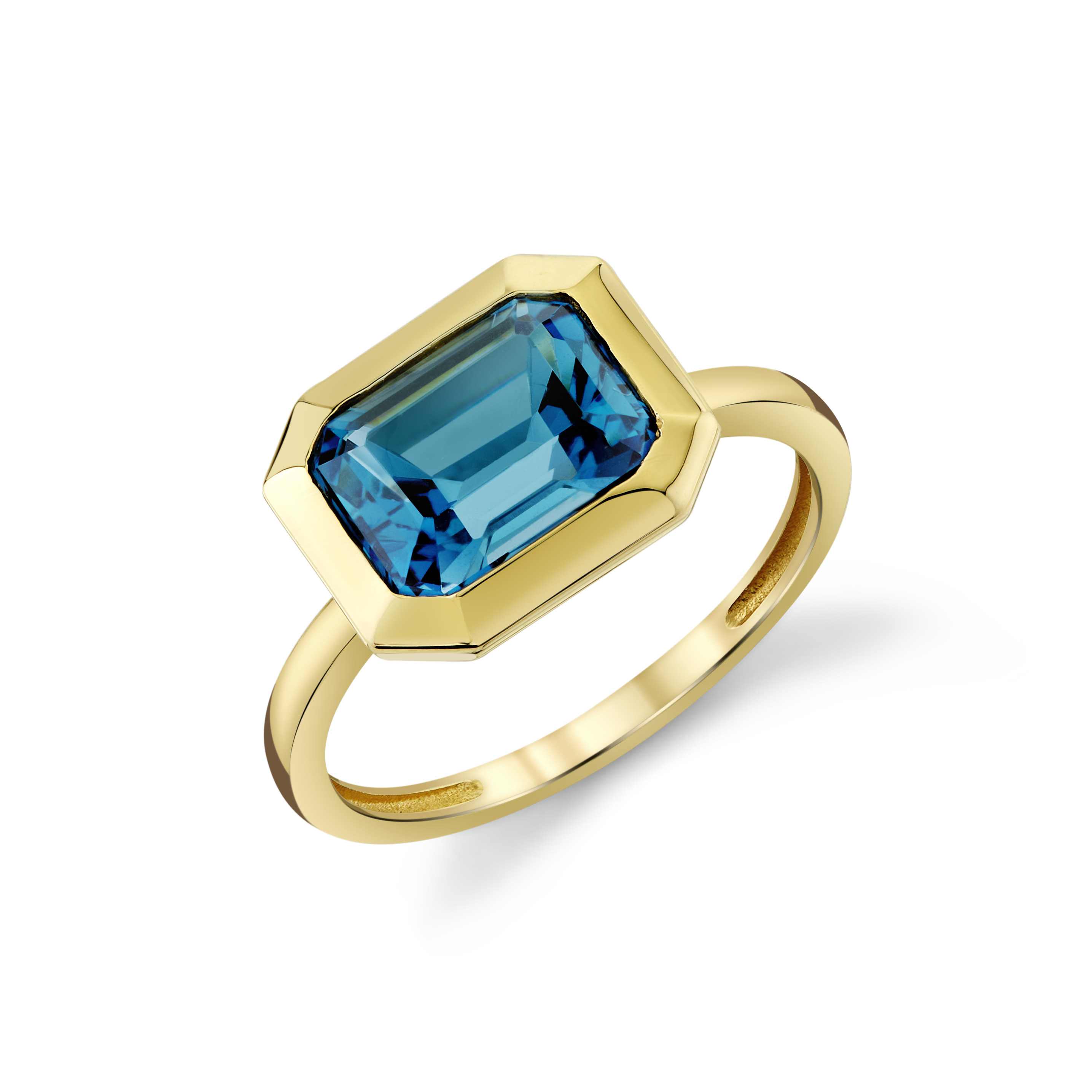 East to West London Blue Topaz Bezel Ring