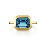 East to West London Blue Topaz Bezel Ring