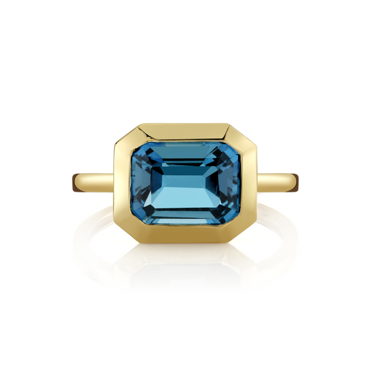 East to West London Blue Topaz Bezel Ring