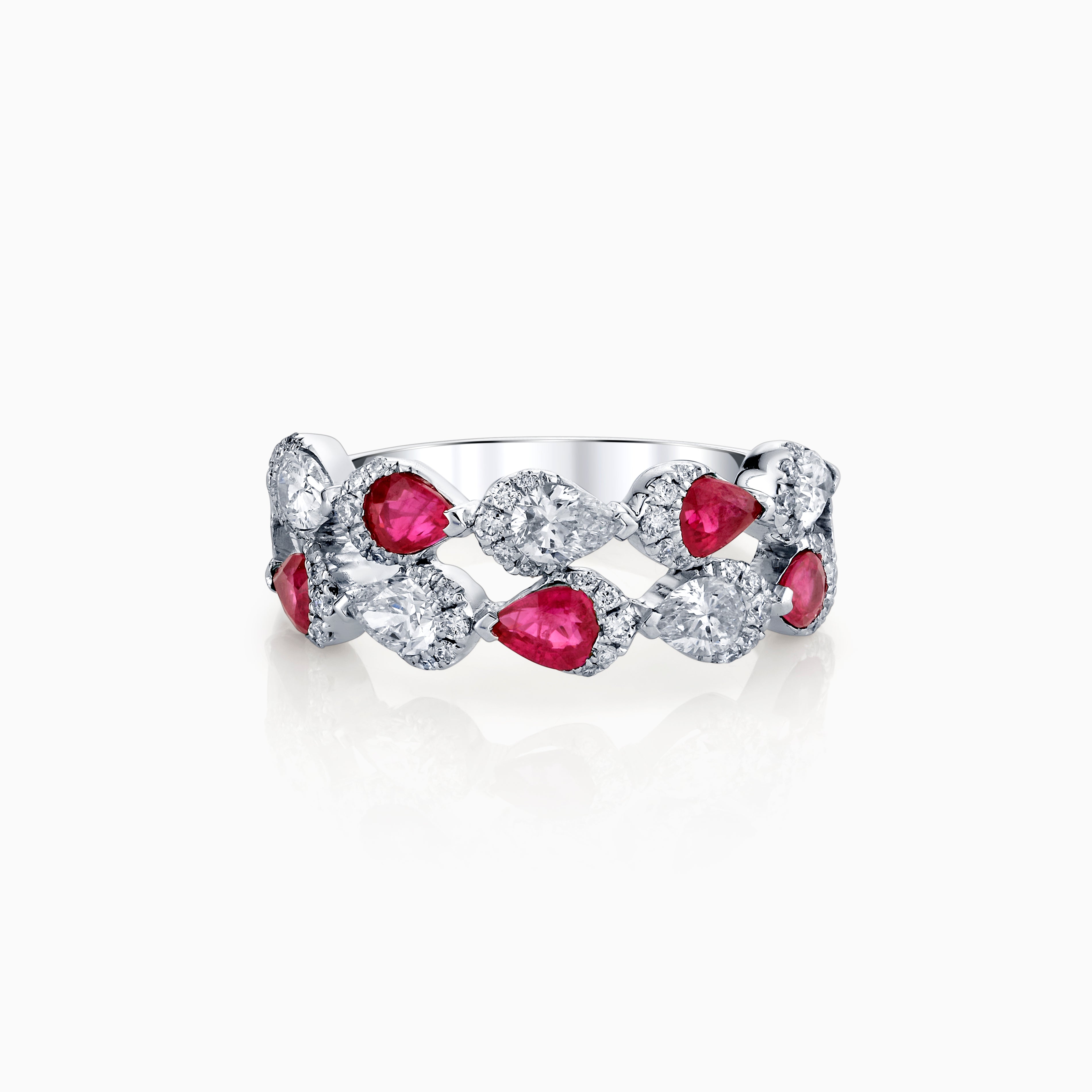 Ruby & Diamond Two Row Ring