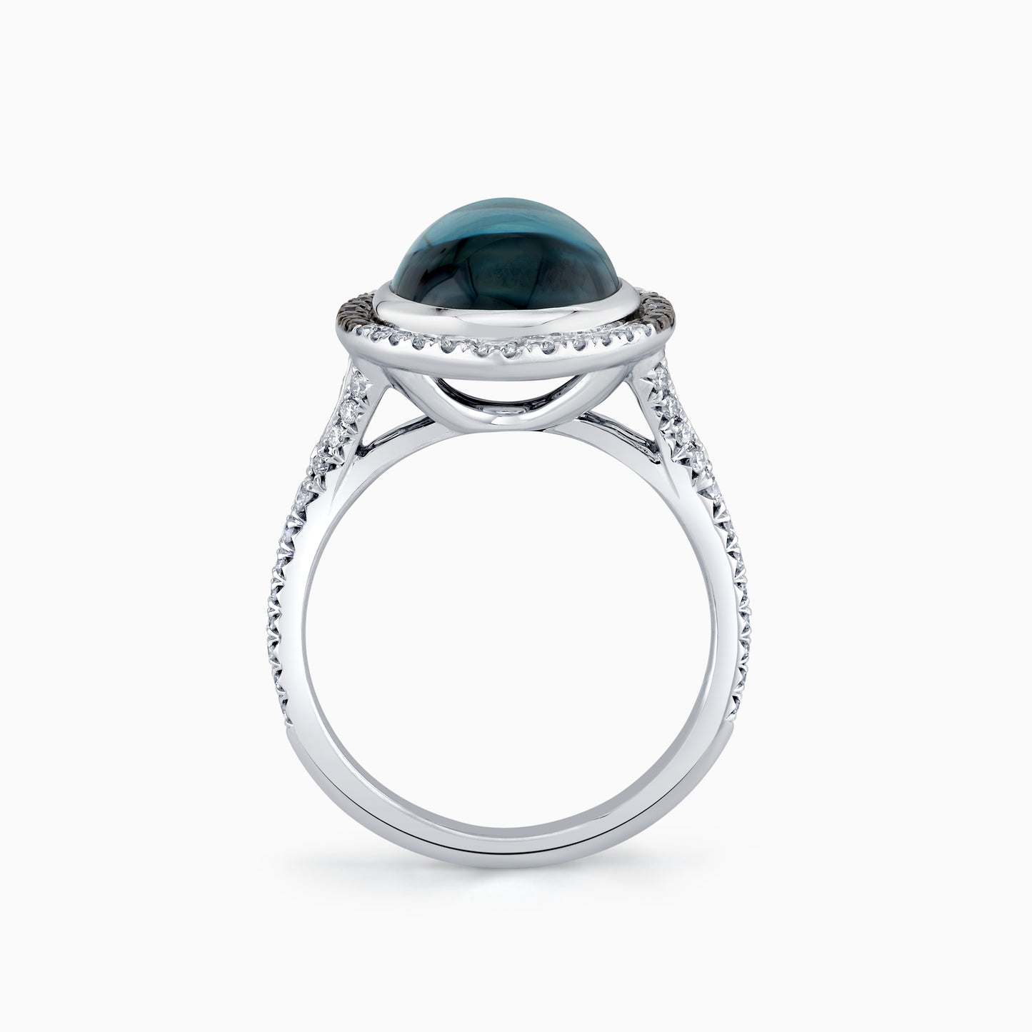 Cabochon Blue Topaz & Diamond Rin g