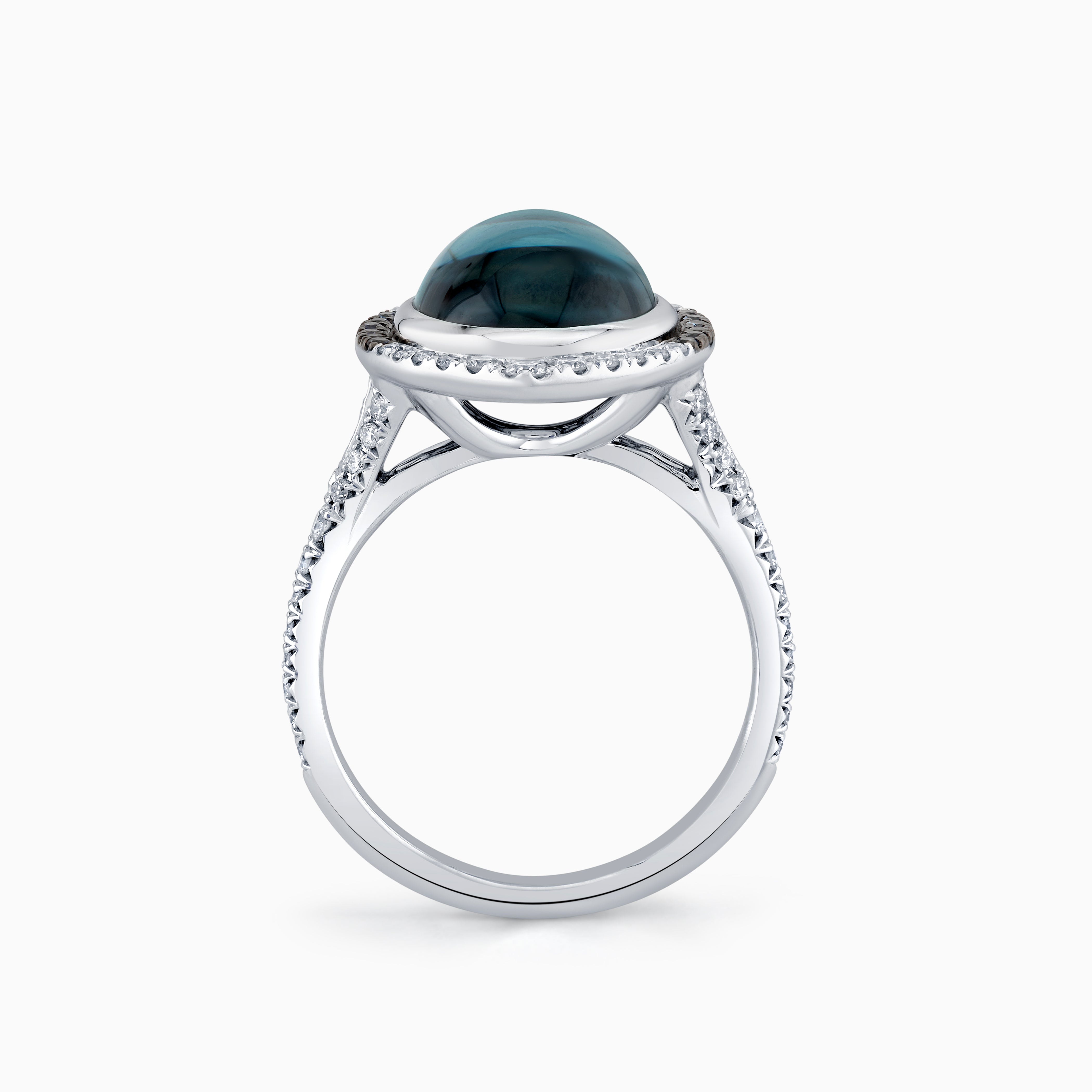 Cabochon Blue Topaz & Diamond Ring
