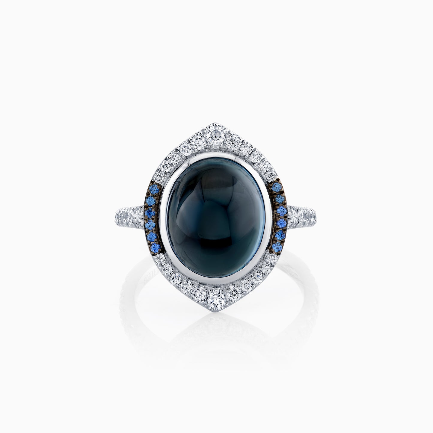 Cabochon Blue Topaz & Diamond Rin g