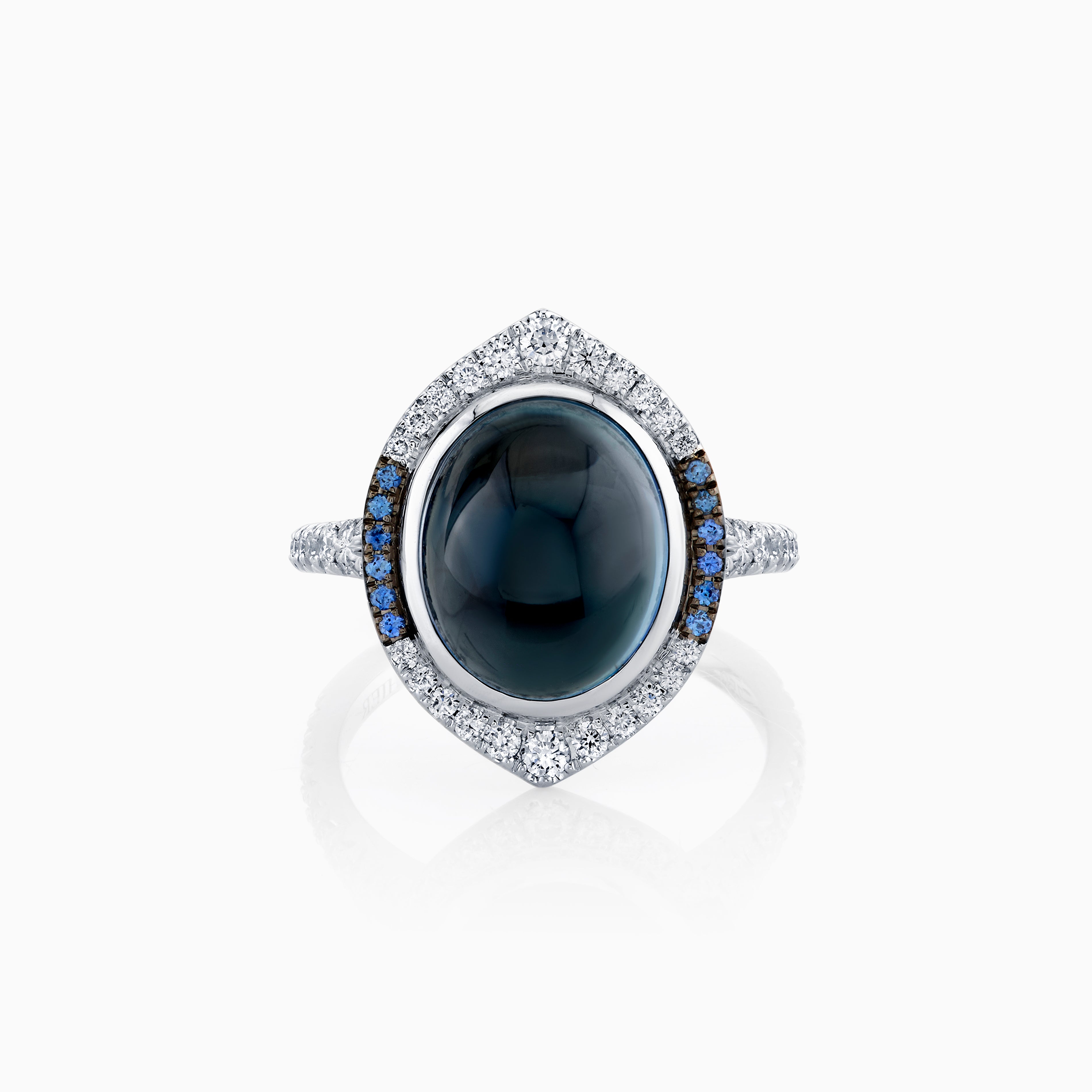 Cabochon Blue Topaz & Diamond Ring