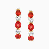 Orange Sapphire & Diamond Hoops