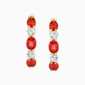 Orange Sapphire & Diamond Hoops