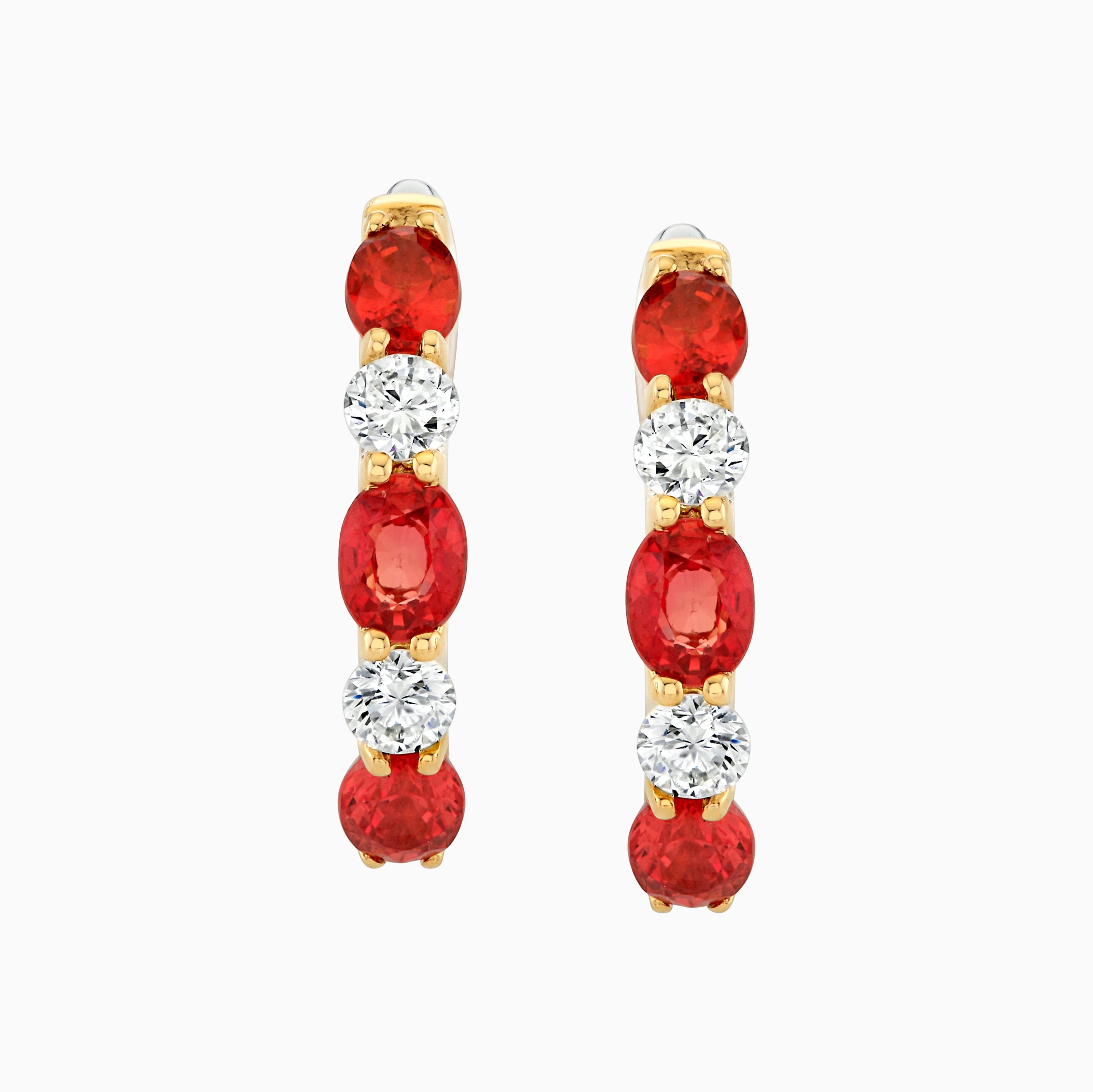 Orange Sapphire & Diamond Hoops