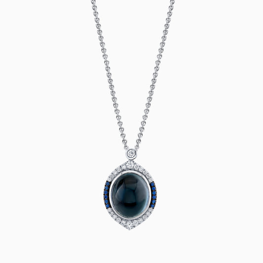 Cabochon London Blue Topaz & Diamond Pendant