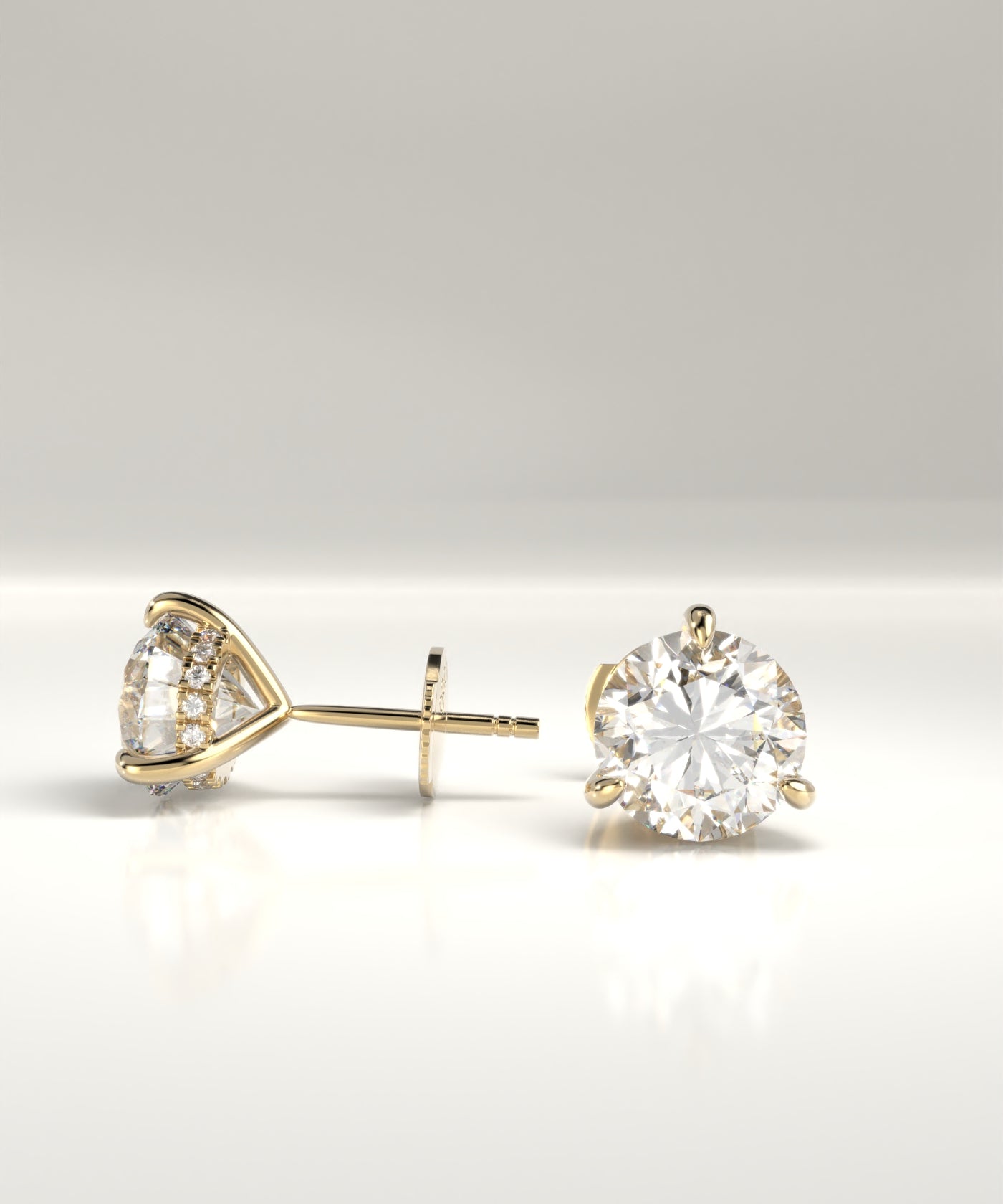 Hensley Natural Round Diamond Martini Set Hidden Halo Stud Earrings